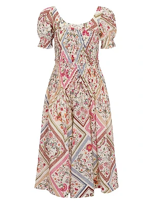 Anya Floral Smocked Midi-Dress