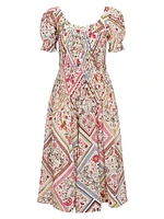 Anya Floral Smocked Midi-Dress