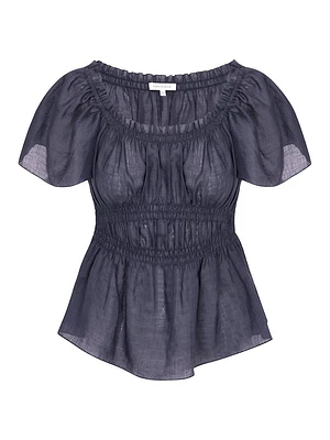 Anya Ramie Short-Sleeve Top