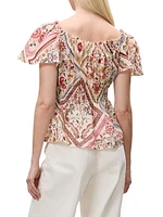 Anya Floral Ramie Short-Sleeve Top