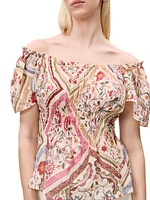 Anya Floral Ramie Short-Sleeve Top