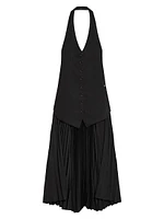 Halter Vest-Style Pleated Hem Minidress
