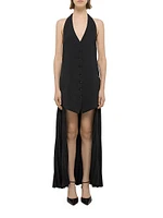 Halter Vest-Style Pleated Hem Minidress
