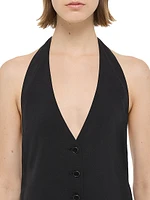 Halter Vest-Style Pleated Hem Minidress