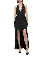 Halter Vest-Style Pleated Hem Minidress