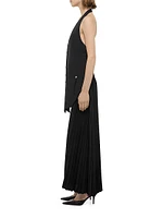 Halter Vest-Style Pleated Hem Minidress