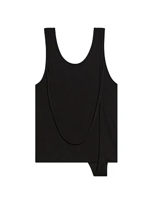 Strap Draped Stretch Cotton Tank