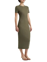 Rib-Knit Crewneck Midi-Dress