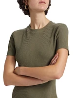 Rib-Knit Crewneck Midi-Dress