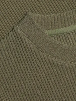 Rib-Knit Crewneck Midi-Dress