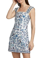 Velia Floral-Embroidered Minidress