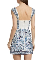 Velia Floral-Embroidered Minidress