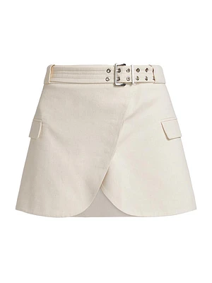 Cotton-Linen Melange Tailoring Miniskirt