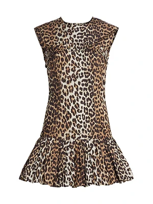 Leopard-Print Cotton Corset Minidress