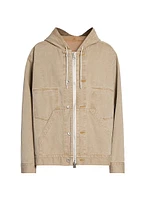 Denim Hooded Zip-Front Jacket