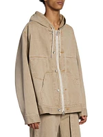 Denim Hooded Zip-Front Jacket