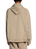 Denim Hooded Zip-Front Jacket