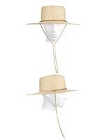 Jacque Chain-Link Straw Boater Hat