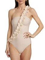 Capri Maillot Ruffle One-Shoulder One-Piece Swimsuit