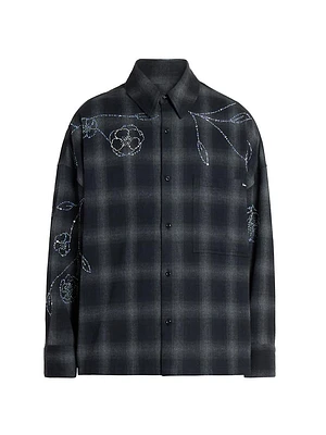 Physical Education Plaid Beaded Oversized Shirt