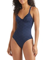 Turtle Monogram Jacquard One-Piece Swimsuit