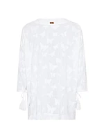 Butterfly-Embroidered Swim Cover-Up Minidress