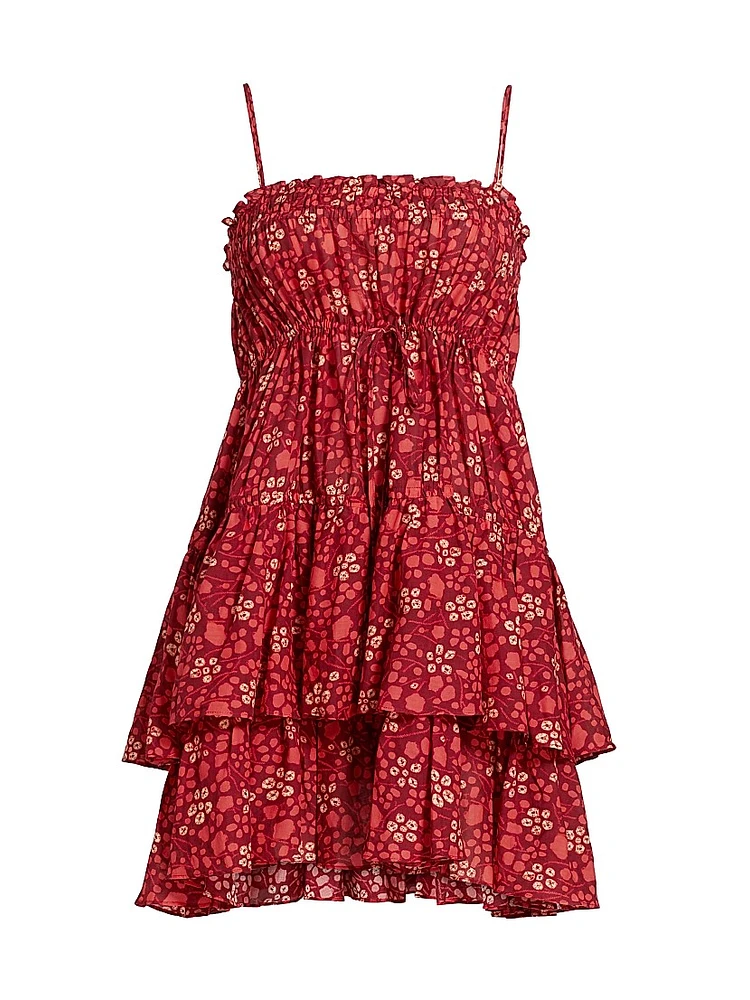 Kalila Abstract Drawstring Empire Waist Cover-Up