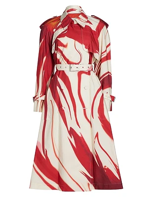 Risto Swirl Print Trench Coat