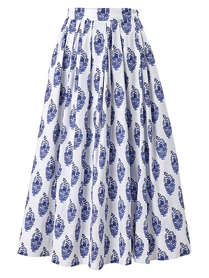 Cabana Paisley Cotton Midi-Skirt