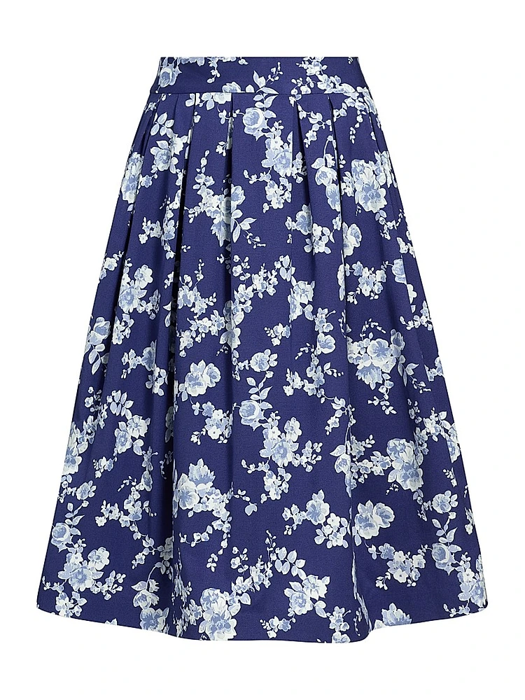 Floral Pleated Midi-Skirt