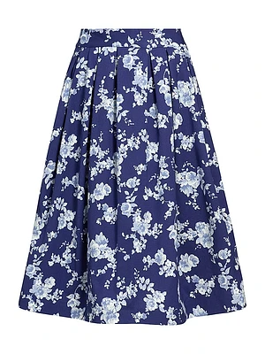 Floral Pleated Midi-Skirt