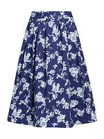 Floral Pleated Midi-Skirt