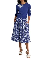 Floral Pleated Midi-Skirt