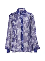 Cabana Floral Silk Button-Front Blouse