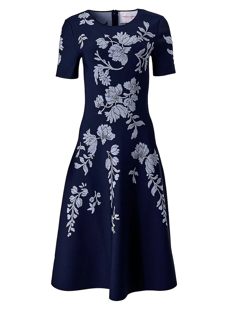 Cabana Floral Short-Sleeve Fit & Flare Dress