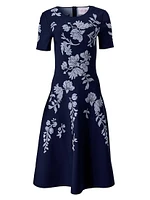 Cabana Floral Short-Sleeve Fit & Flare Dress