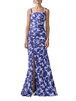 Cabana Floral Stretch-Cotton Gathered Gown