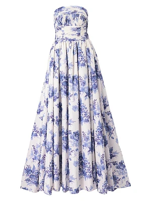 Cabana Floral Strapless Gathered Ball Gown