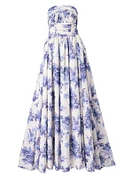 Cabana Floral Strapless Gathered Ball Gown