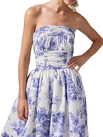 Cabana Floral Strapless Gathered Ball Gown