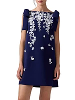 Cabana Floral Embroidered Bow Shift Dress