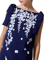 Cabana Floral Embroidered Bow Shift Dress