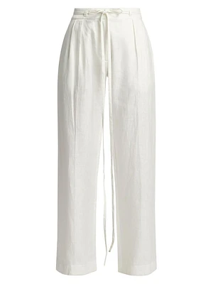 Dominique Linen Wide-Leg Pants