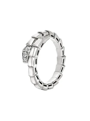 Serpenti Viper 18K White Gold & 0.14 TCW Diamond Ring