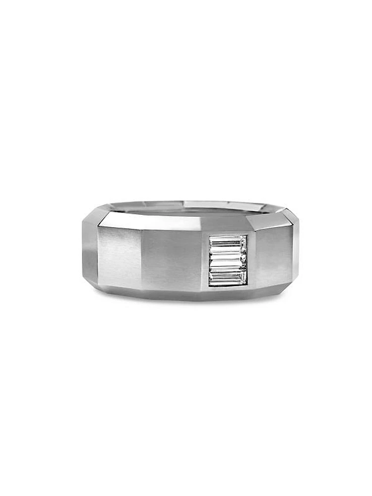 Faceted Band Ring in 18K White Gold