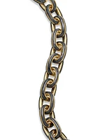 Forged Carbon Link Bracelet in 18K Yellow Gold, 11MM