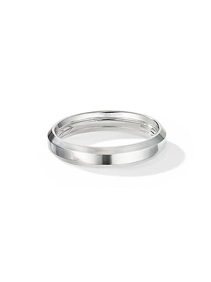 Beveled Band Ring in 18K White Gold, 4MM