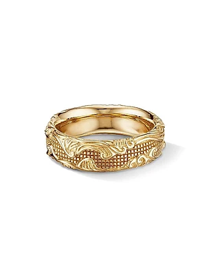 Waves Band Ring in 18K Yellow Gold, 7MM