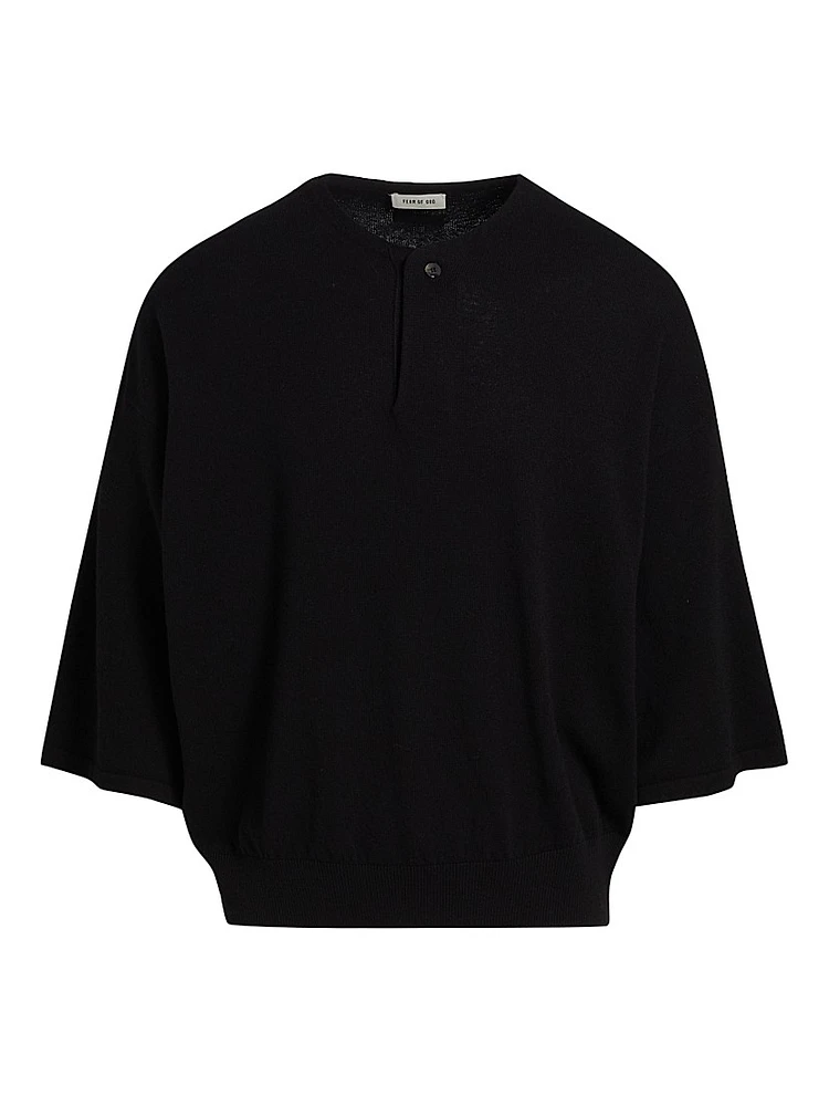 Fine Knit Wool Henley T-Shirt