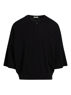 Fine Knit Wool Henley T-Shirt